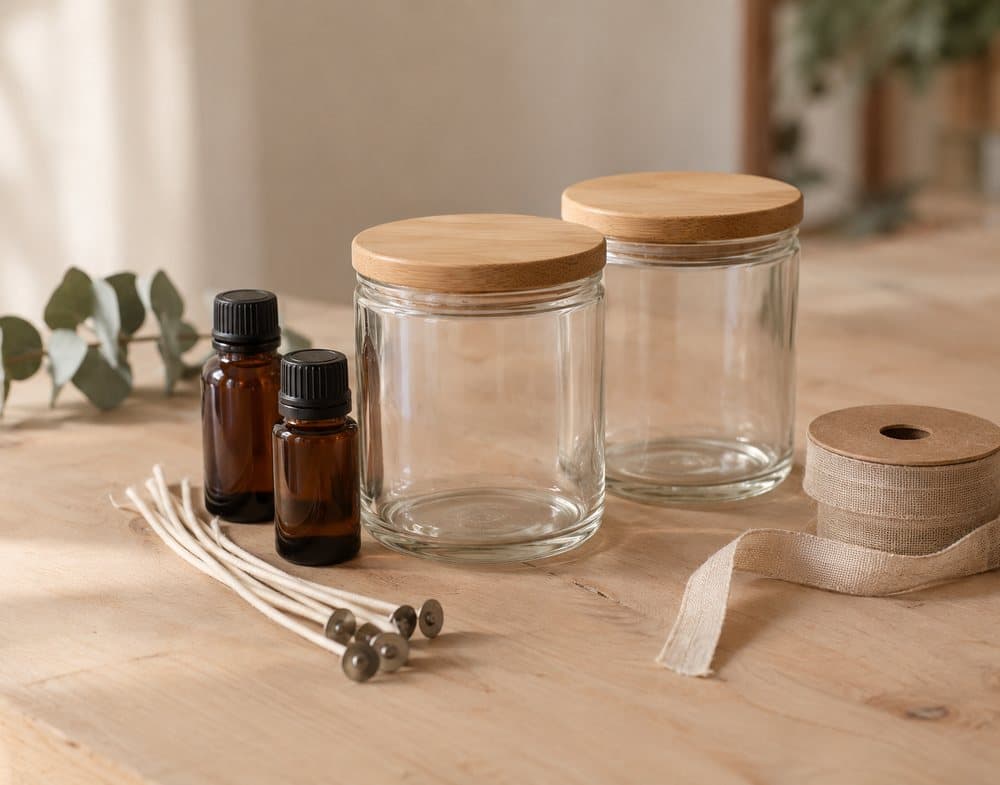 Vela sendo personalizada com cor, aroma e formato escolhidos pelo cliente